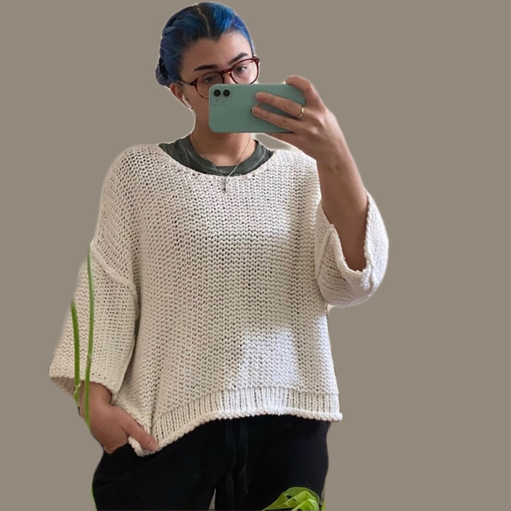 Free People white knit top
